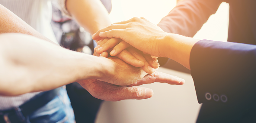 Hands of group of people